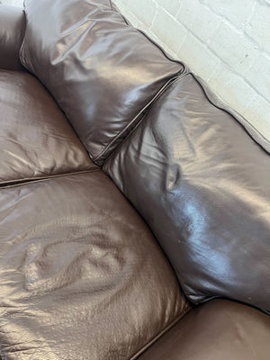 Classic Brown Leather 2-Seater Sofa - Timeless Comfort