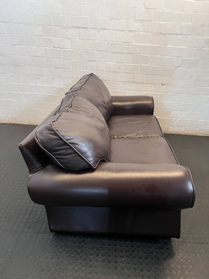 Classic Brown Leather 2-Seater Sofa - Timeless Comfort