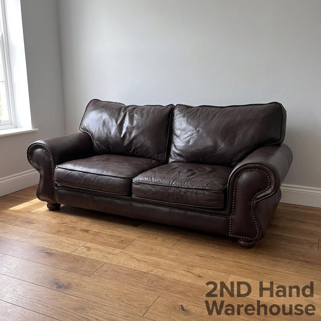 Classic Brown Leather 2-Seater Sofa - Timeless Comfort