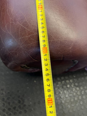 Classic Brown Leather 2-Seater Sofa with Stud Detail