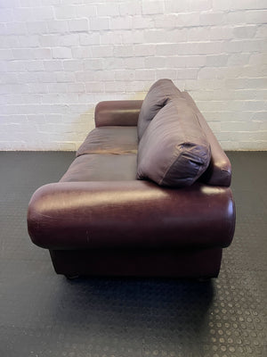 Classic Brown Leather 2-Seater Sofa with Stud Detail