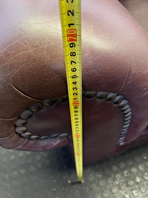 Classic Brown Leather 2-Seater Sofa with Stud Detail