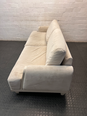 Classic Cream 2 Seater Couch with Low Profile Frame — Well Used Condition