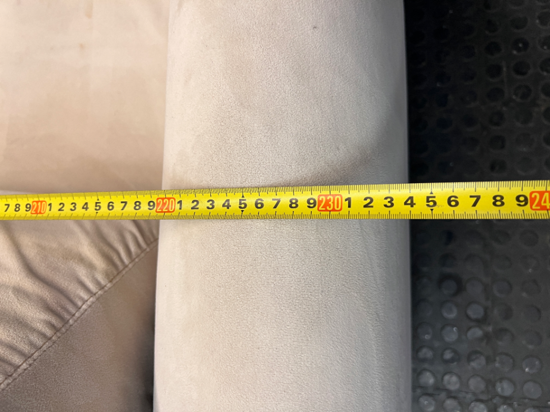 Classic Cream 2 Seater Couch with Low Profile Frame — Well Used Condition