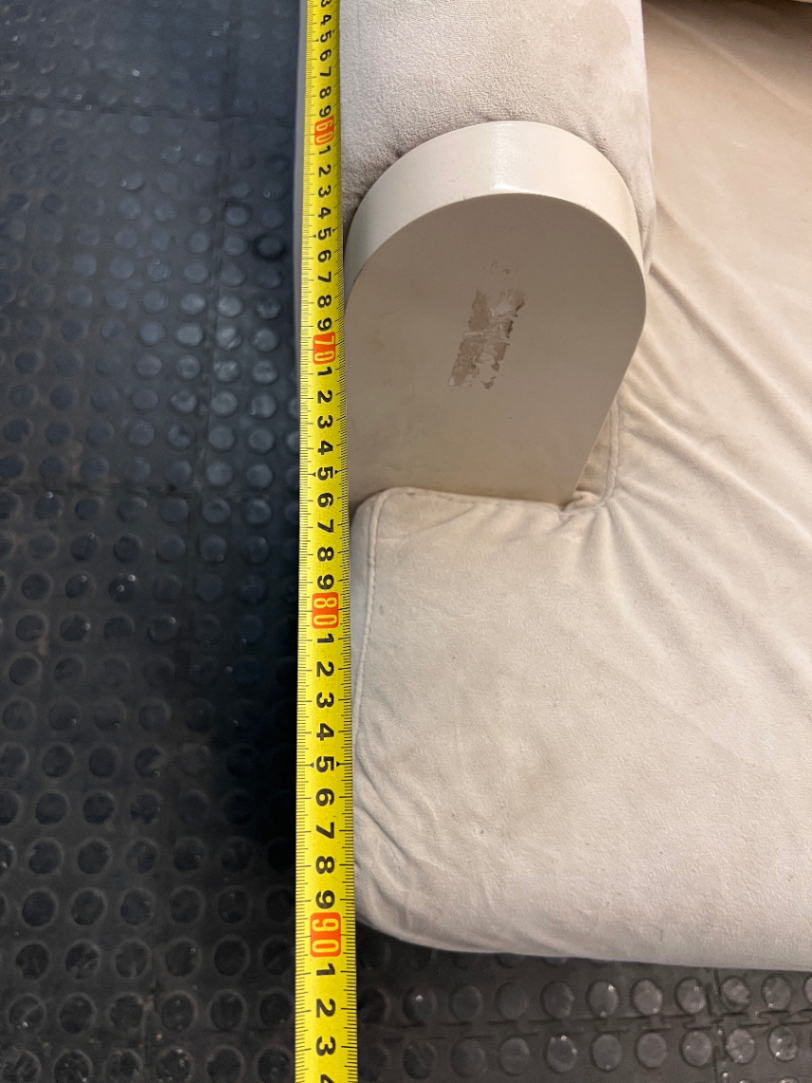 Classic Cream 2 Seater Couch with Low Profile Frame — Well Used Condition