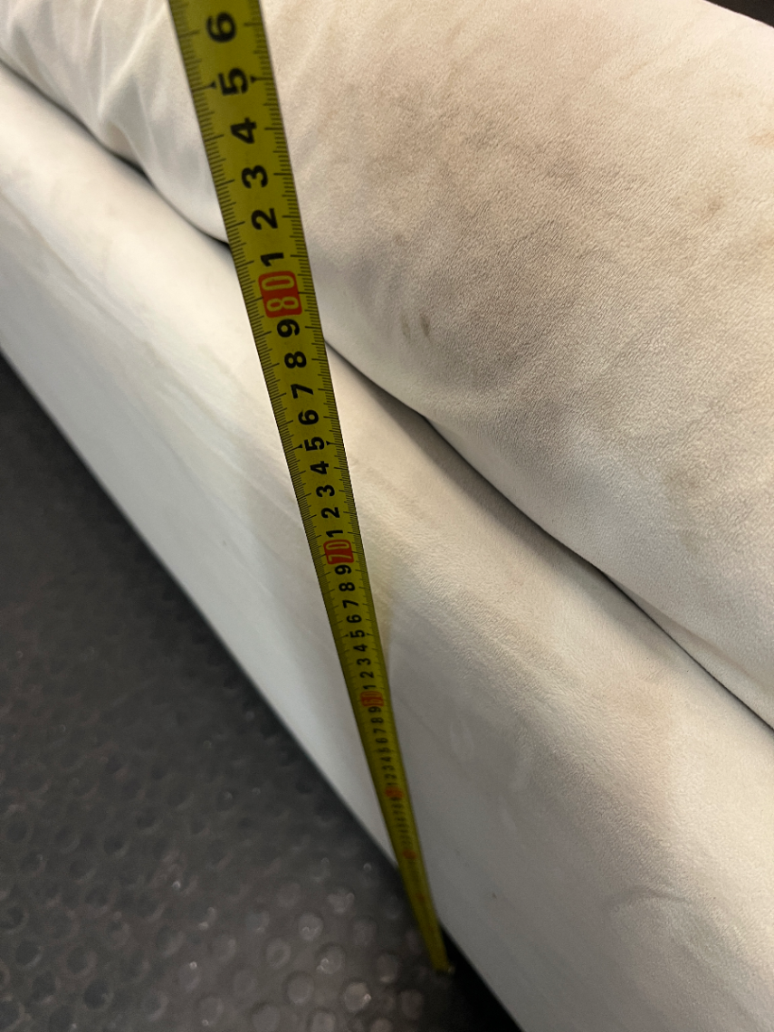 Classic Cream 2 Seater Couch with Low Profile Frame — Well Used Condition