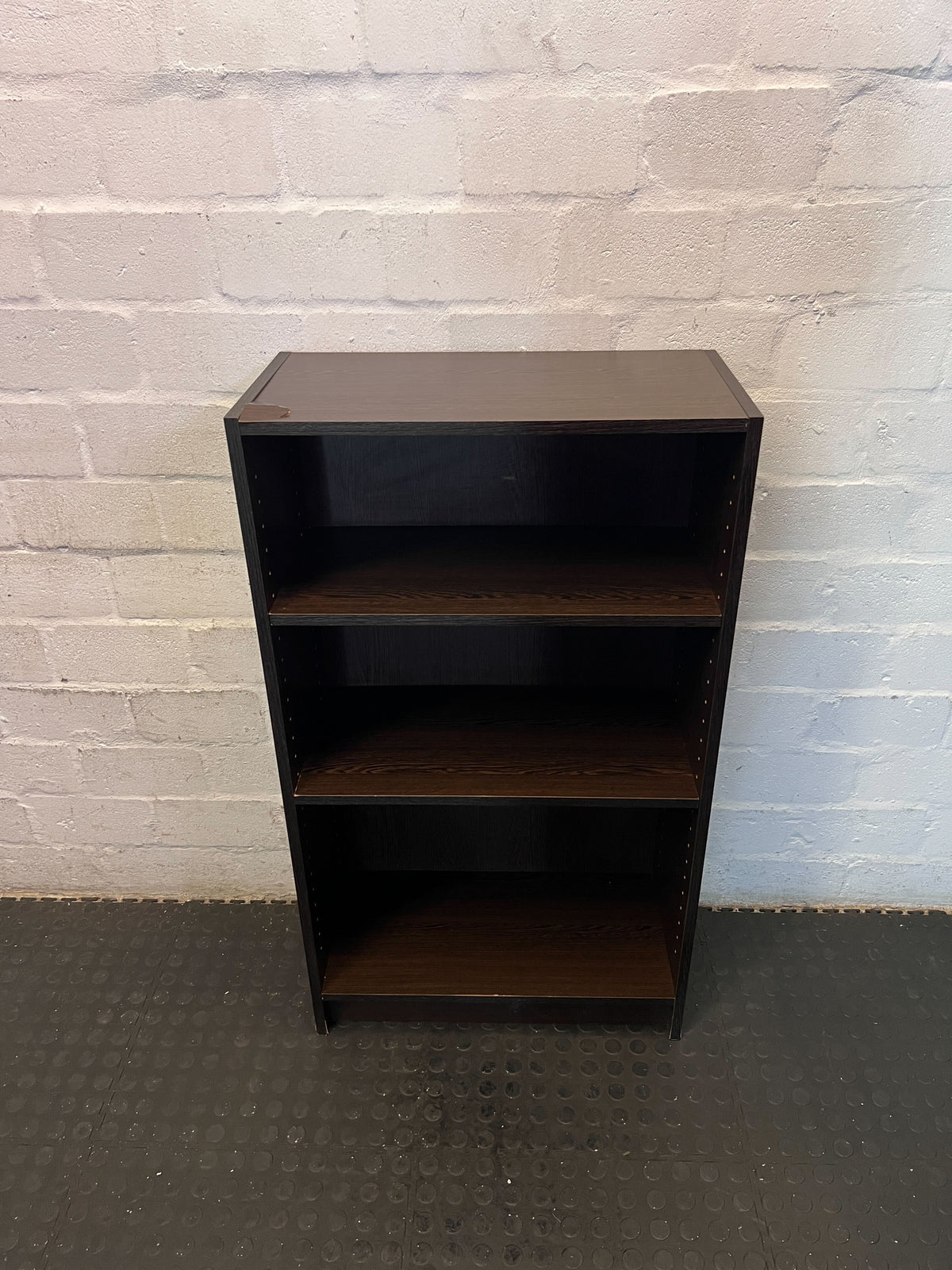 Classic Dark Wood Finish 4-Shelf Bookcase- some damage 60 by 30