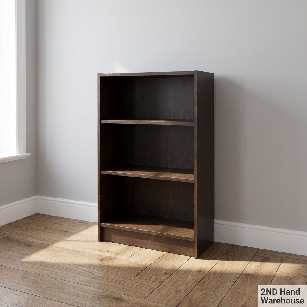 Classic Dark Wood Finish 4-Shelf Bookcase- some damage 60 by 30