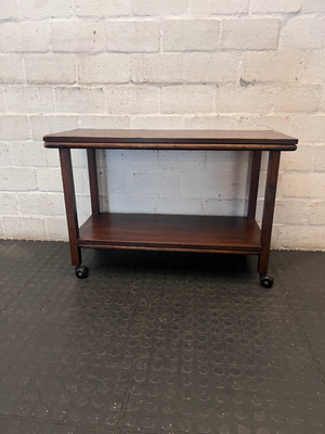 Classic Dark Wood Service Trolley with Castors — Fair Used Condition - 2ndhandwarehouse.com