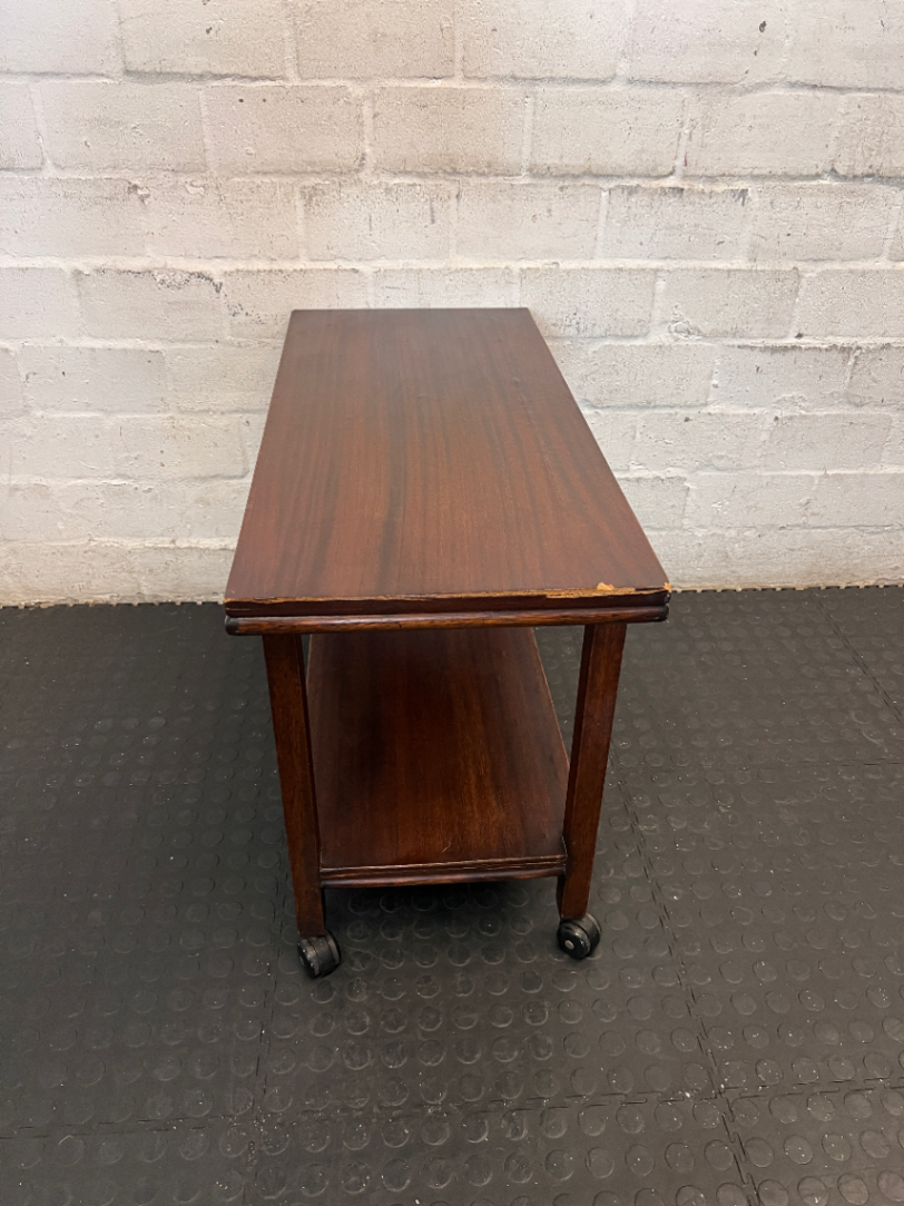 Classic Dark Wood Service Trolley with Castors — Fair Used Condition - 2ndhandwarehouse.com