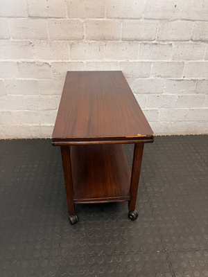 Classic Dark Wood Service Trolley with Castors — Fair Used Condition - 2ndhandwarehouse.com