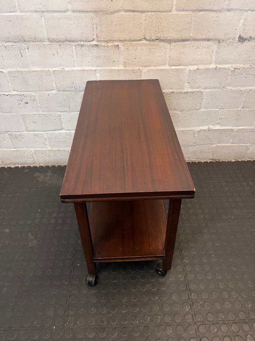 Classic Dark Wood Service Trolley with Castors — Fair Used Condition - 2ndhandwarehouse.com