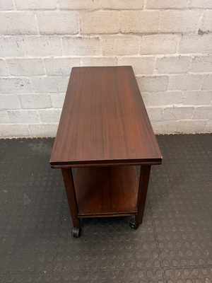 Classic Dark Wood Service Trolley with Castors — Fair Used Condition - 2ndhandwarehouse.com