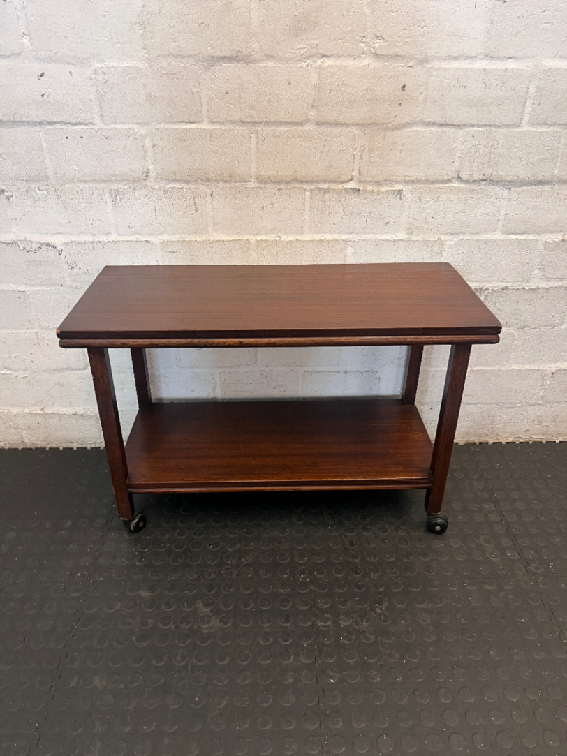 Classic Dark Wood Service Trolley with Castors — Fair Used Condition - 2ndhandwarehouse.com