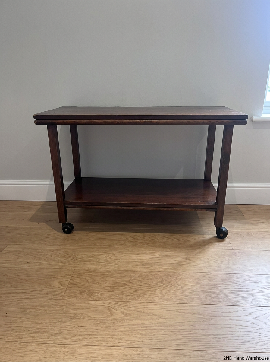 Classic Dark Wood Service Trolley with Castors — Fair Used Condition - 2ndhandwarehouse.com