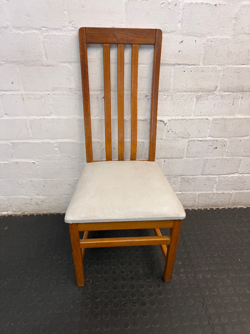 Classic High-Back Wooden Dining Chair with Padded Seat - 2ndhandwarehouse.com