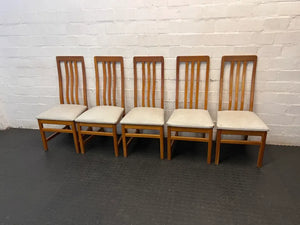 Classic High-Back Wooden Dining Chair with Padded Seat - 2ndhandwarehouse.com