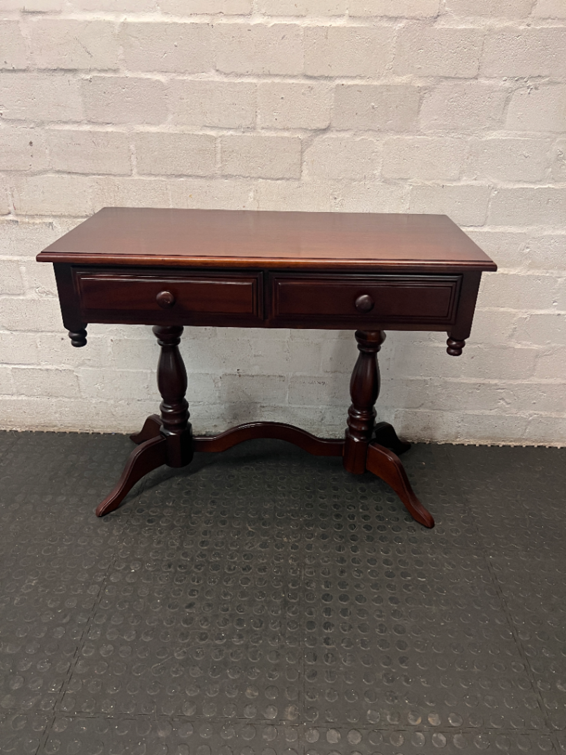 Classic Mahogany-Finish 2-Drawer Side Server — Well-Maintained Condition - 2ndhandwarehouse.com