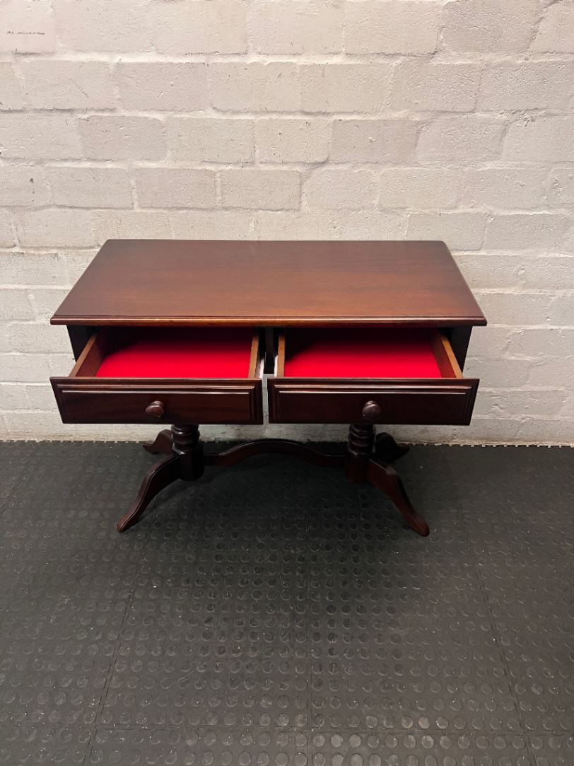 Classic Mahogany-Finish 2-Drawer Side Server — Well-Maintained Condition - 2ndhandwarehouse.com
