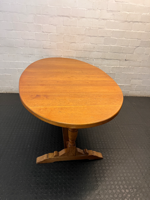 Classic Oval Wooden Trestle Dining Table — Fair Condition with Visible W - 2ndhandwarehouse.com