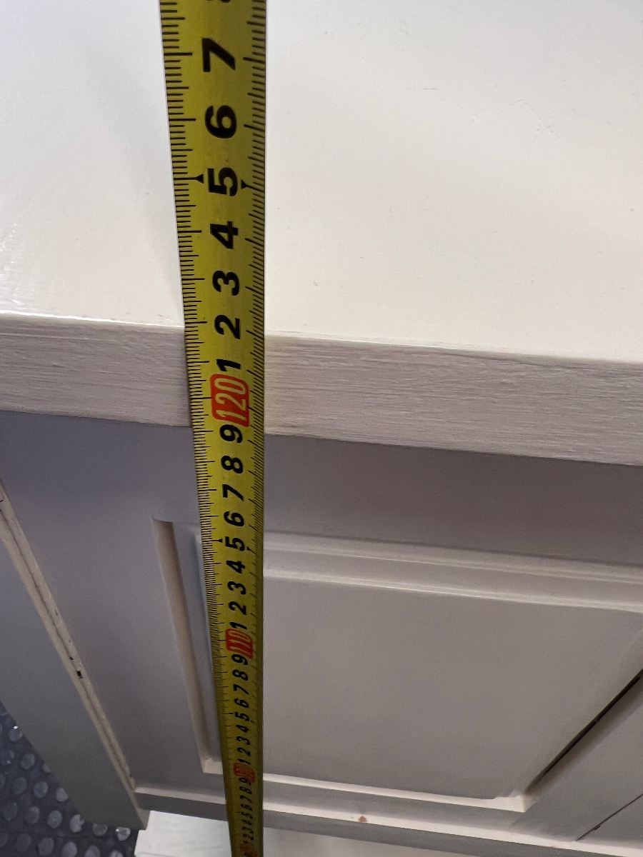 Classic Panelled Off-White Wooden Cupboard with Open Shelf — Moderate Signs of Use and Surface Wear