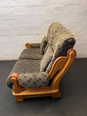 Classic Patterned Loveseat Sofa with Wooden Frame - Fair used