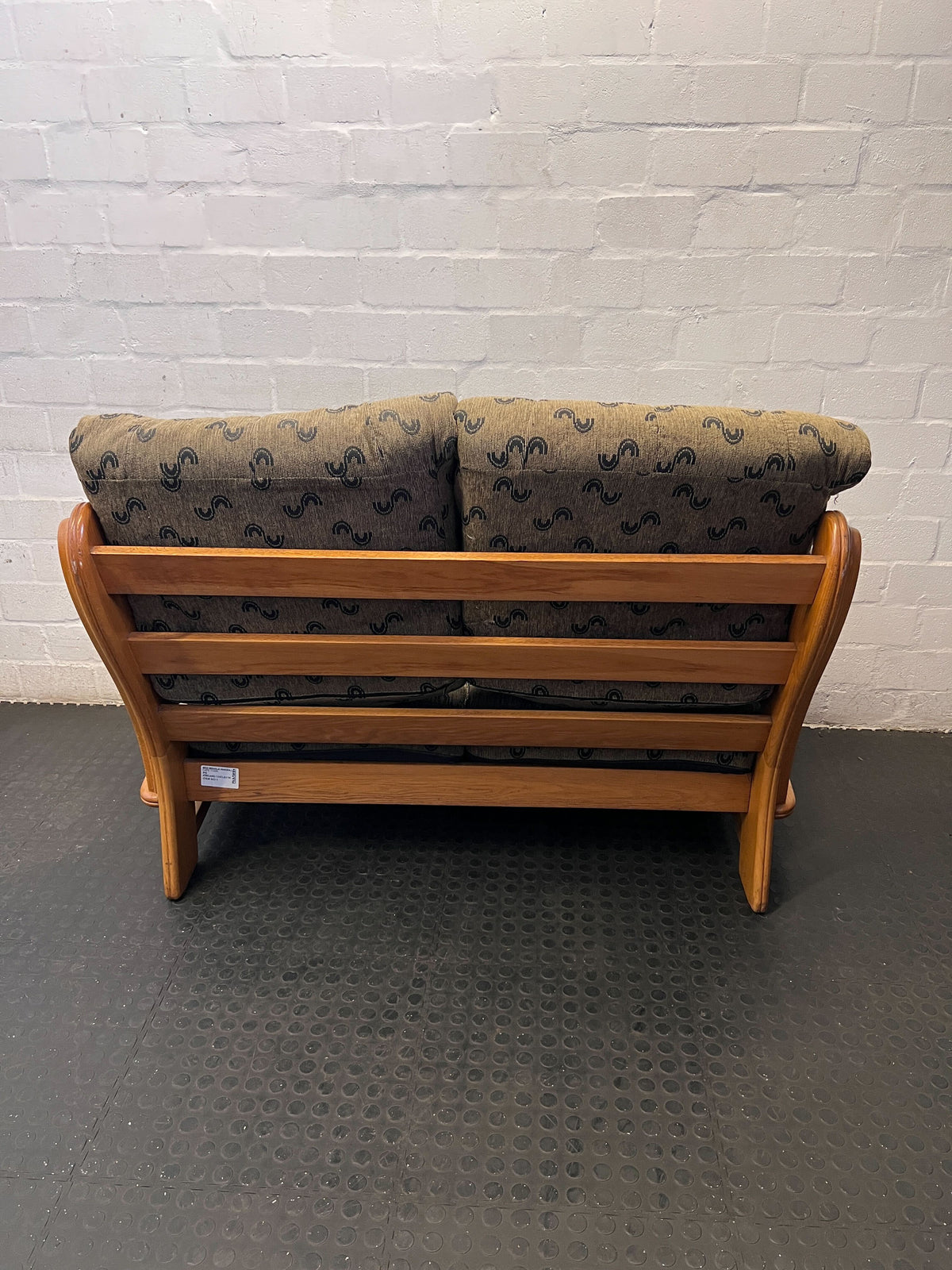 Classic Patterned Loveseat Sofa with Wooden Frame - Fair used