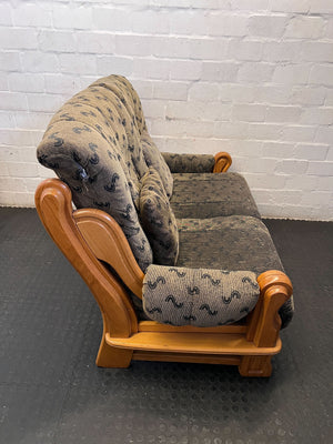 Classic Patterned Loveseat Sofa with Wooden Frame - Fair used