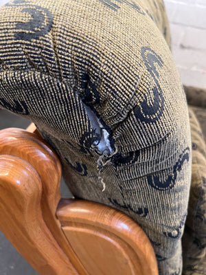 Classic Patterned Loveseat Sofa with Wooden Frame - Fair used