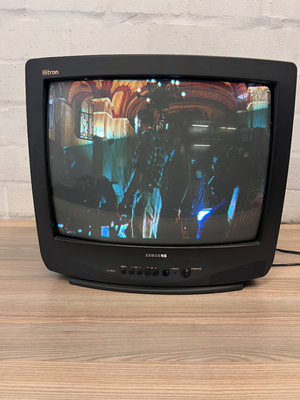Classic Samsung Hitron Matte Black CRT TV with Remote - 2ndhandwarehouse.com