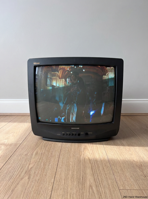 Classic Samsung Hitron Matte Black CRT TV with Remote - 2ndhandwarehouse.com
