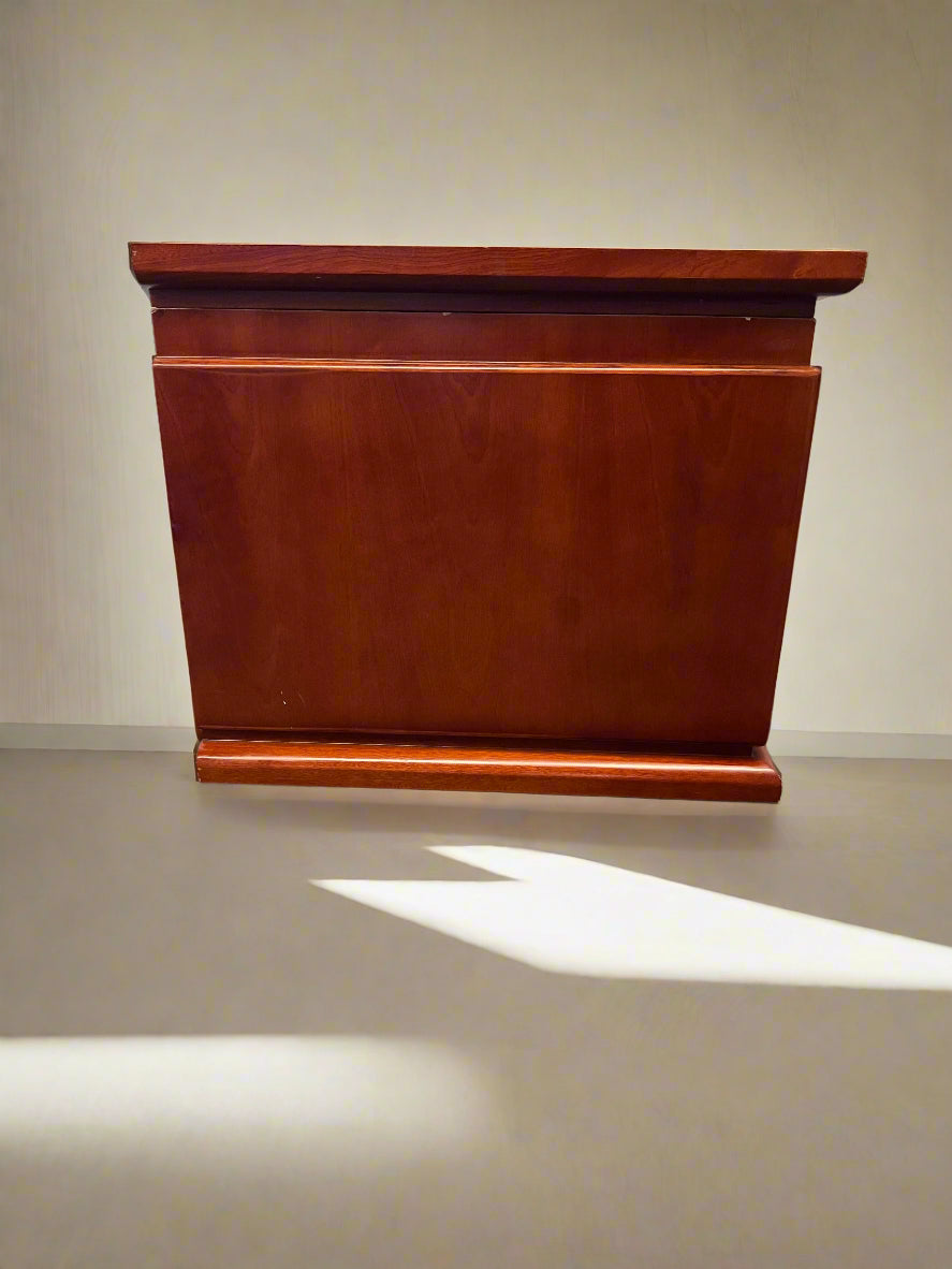 Wooden podium on a plain background