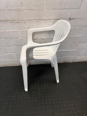 Classic White Outdoor Plastic Chair with Armrests - 2ndhandwarehouse.com