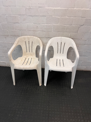 Classic White Outdoor Plastic Chair with Armrests - 2ndhandwarehouse.com