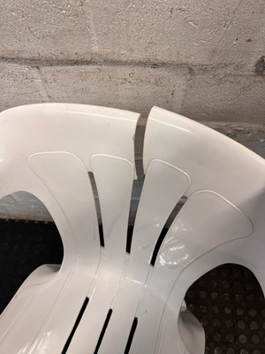 Classic White Outdoor Plastic Chair with Armrests - 2ndhandwarehouse.com