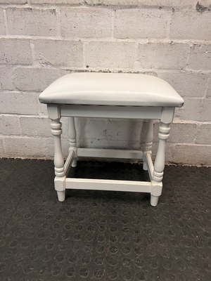 Classic White Upholstered Timber Stool