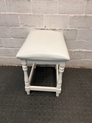 Classic White Upholstered Timber Stool