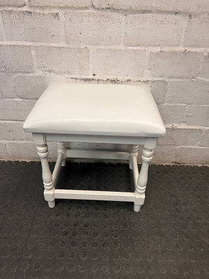 Classic White Upholstered Timber Stool
