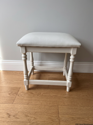 Classic White Upholstered Timber Stool