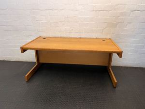 Classic Wood-Toned Office Desk with Cable Management - 2ndhandwarehouse.com