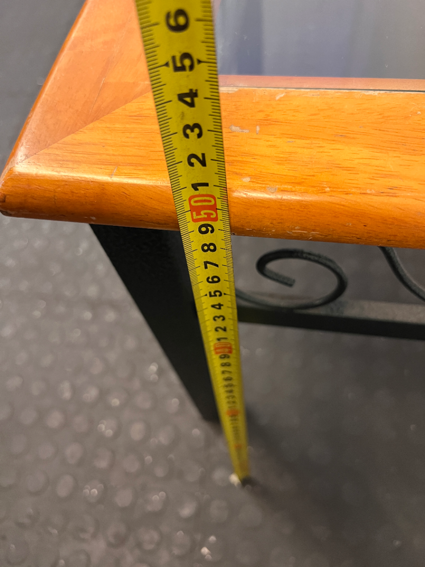 Classic Wood and Glass Side Table with Wrought Iron Style Base - 2ndhandwarehouse.com