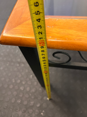 Classic Wood and Glass Side Table with Wrought Iron Style Base - 2ndhandwarehouse.com