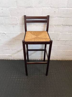 Classic Wooden Bar Stool with Woven Rush Seat