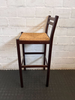 Classic Wooden Bar Stool with Woven Rush Seat