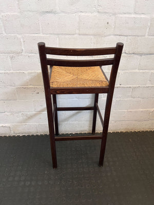 Classic Wooden Bar Stool with Woven Rush Seat
