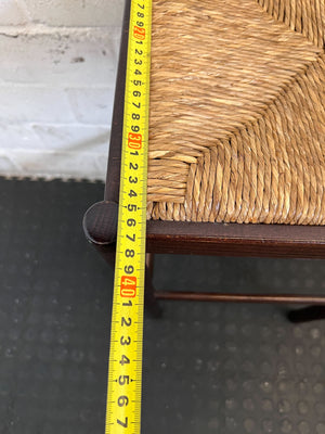 Classic Wooden Bar Stool with Woven Rush Seat