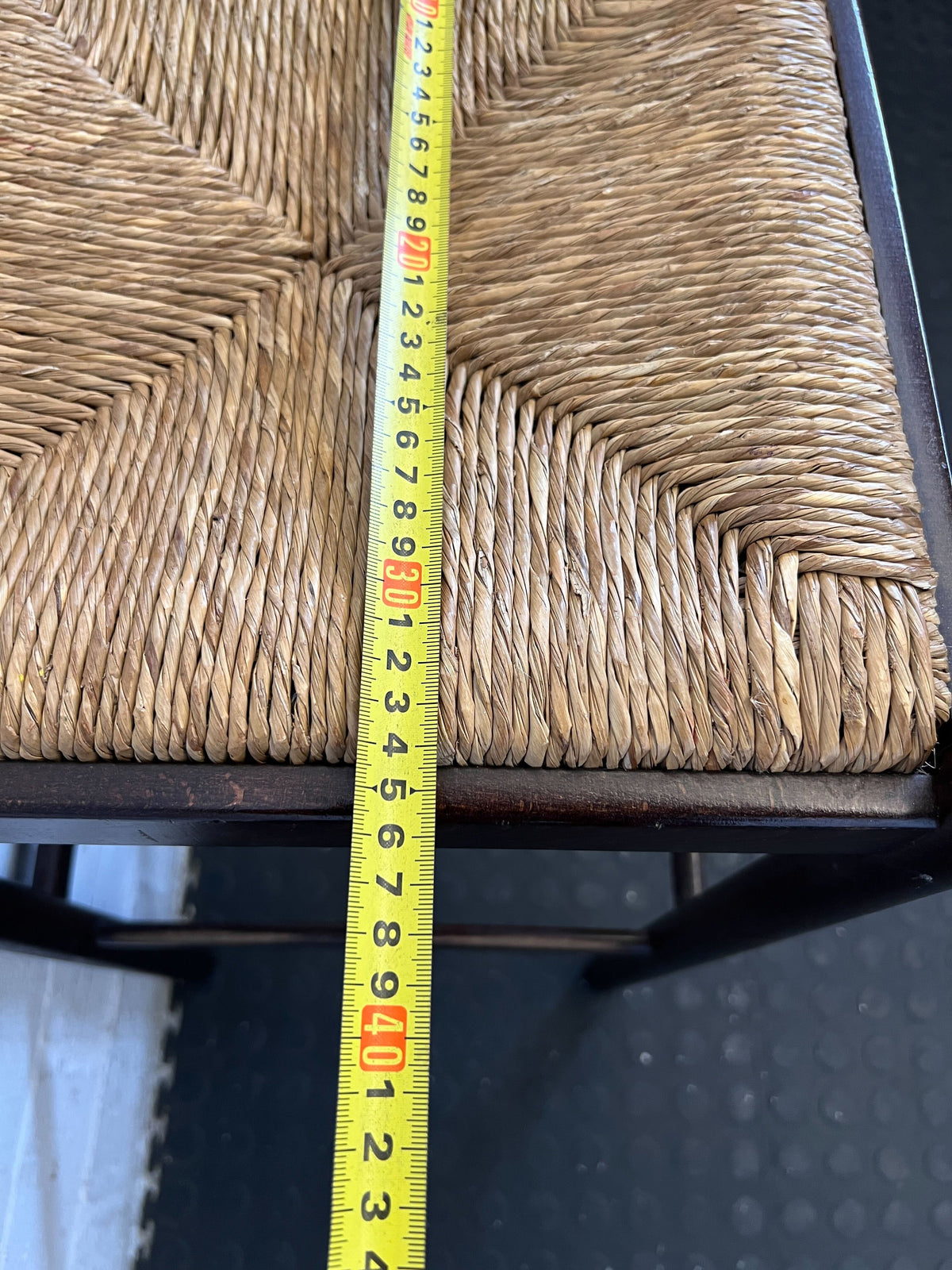 Classic Wooden Bar Stool with Woven Rush Seat