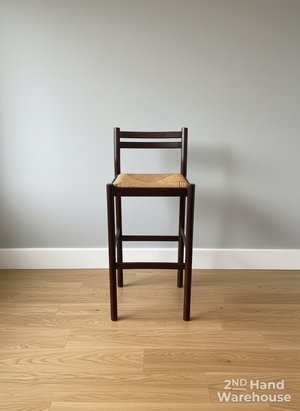 Classic Wooden Bar Stool with Woven Rush Seat