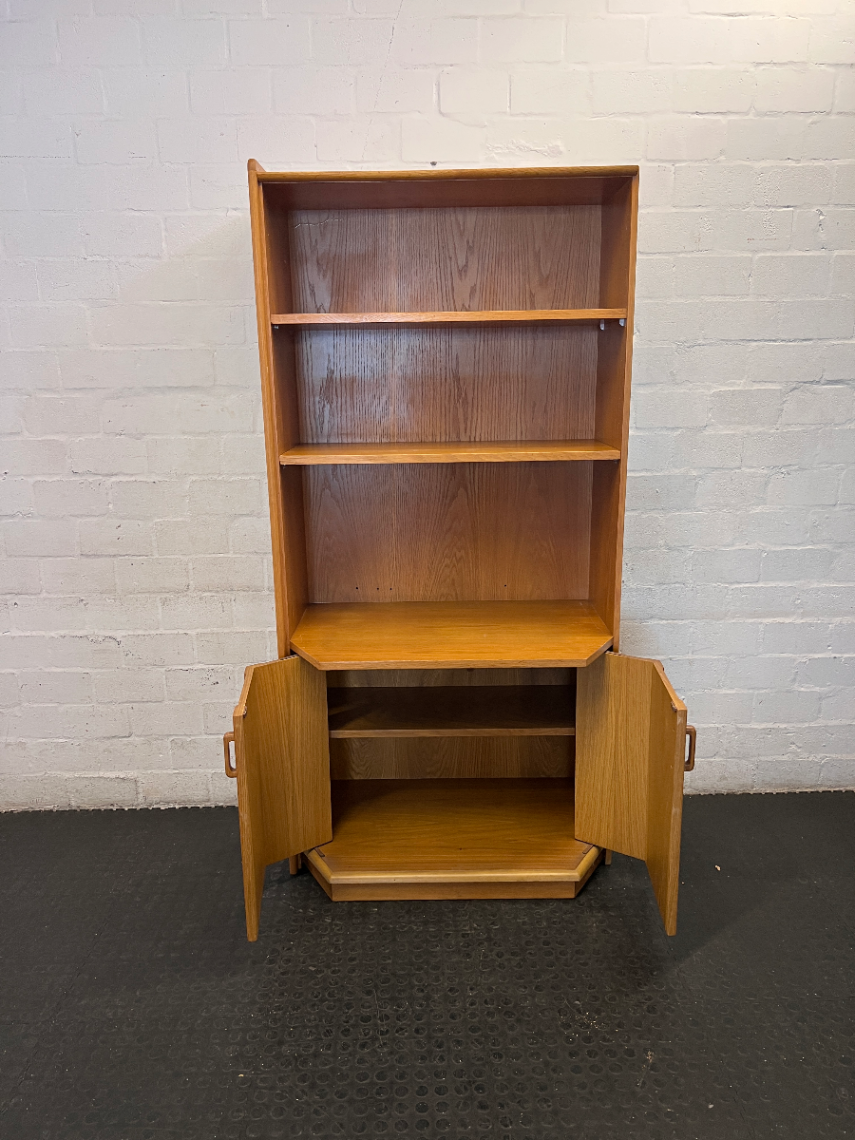 Classic Wooden Display Cabinet & Bookshelf with Bottom Cupboard - 2ndhandwarehouse.com