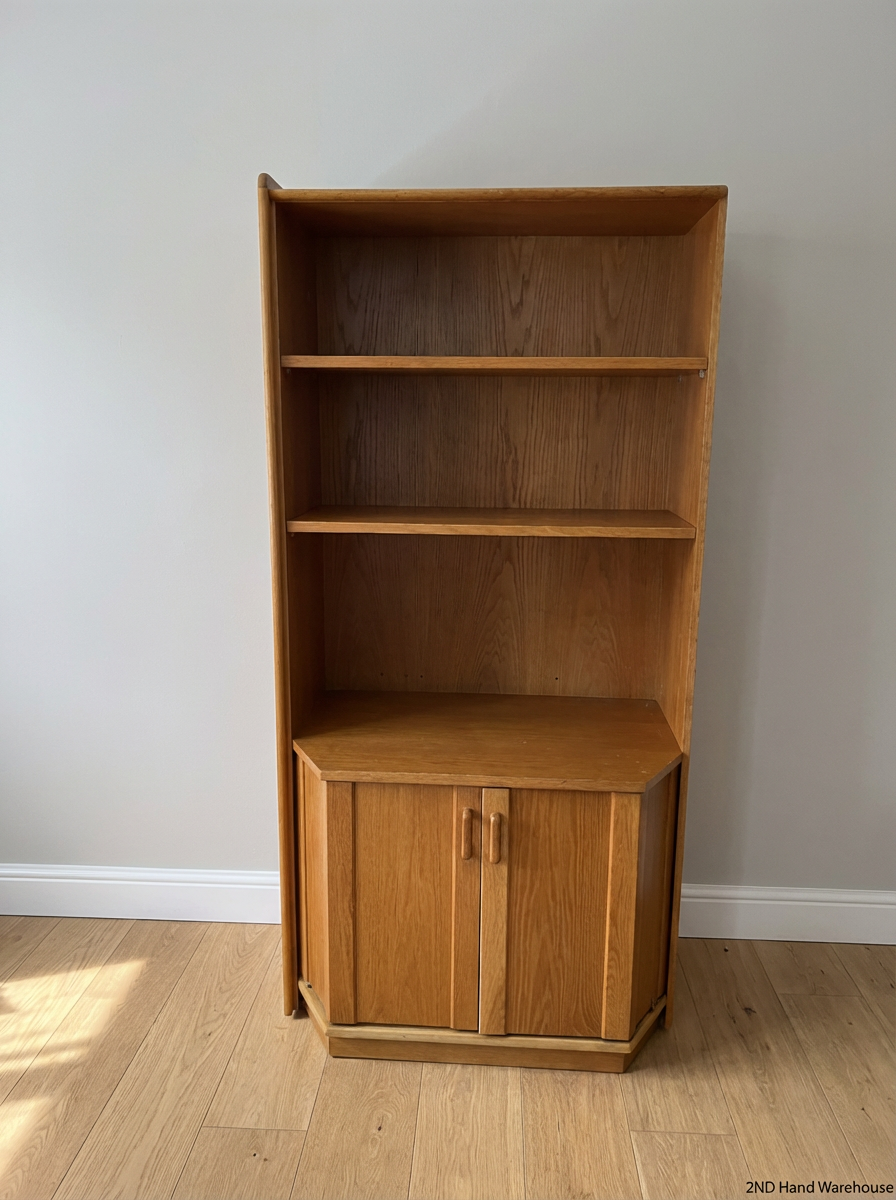 Classic Wooden Display Cabinet & Bookshelf with Bottom Cupboard - 2ndhandwarehouse.com